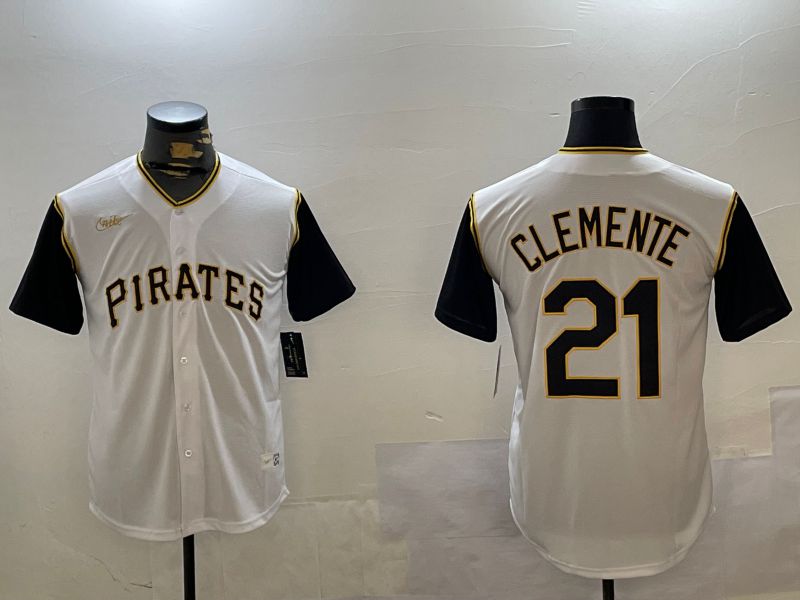 Men Pittsburgh Pirates #21 Clemente White Throwback Game 2024 Nike MLB Jersey style 2->pittsburgh pirates->MLB Jersey